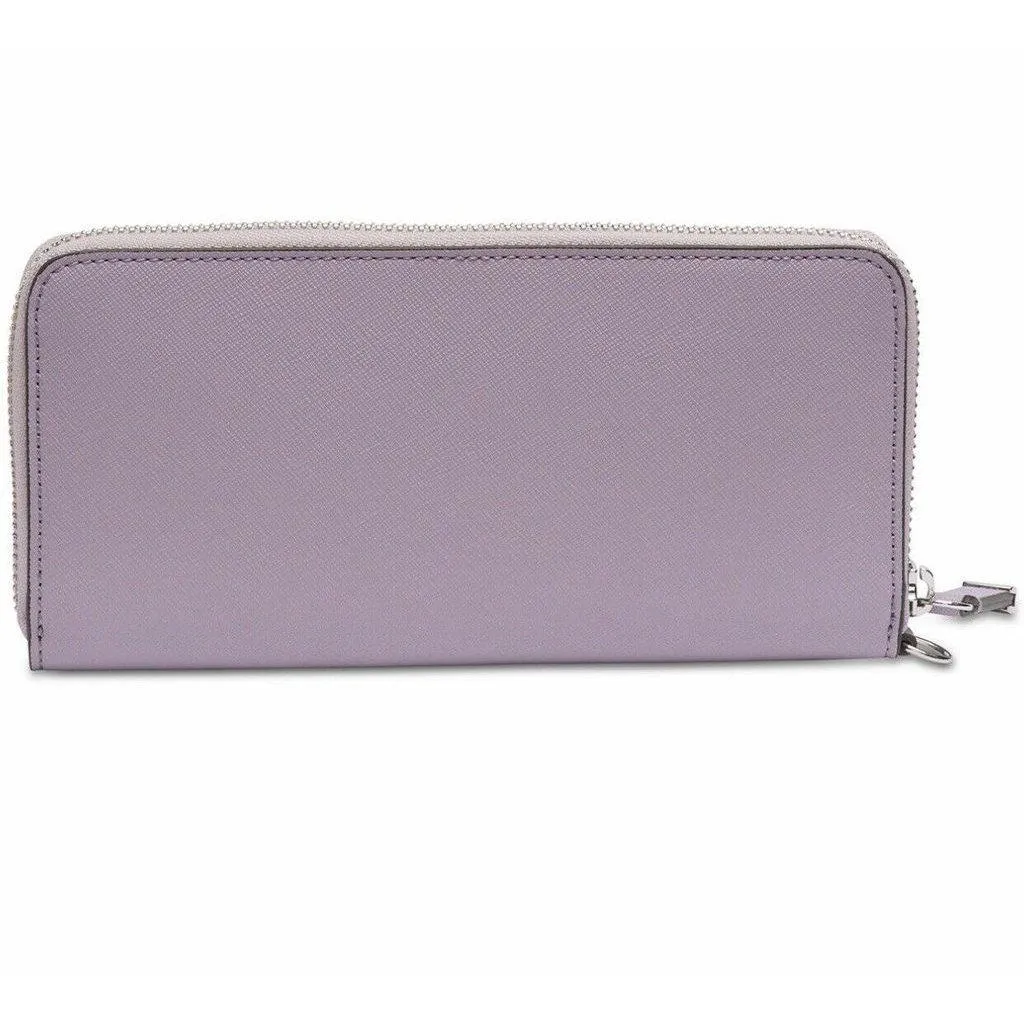 Saffiano Leather Zip-Around Wallet Purple