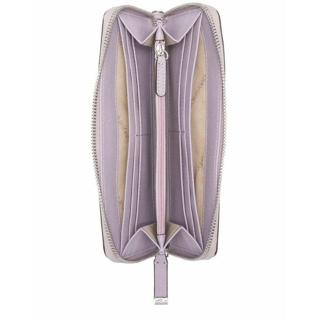 Saffiano Leather Zip-Around Wallet Purple