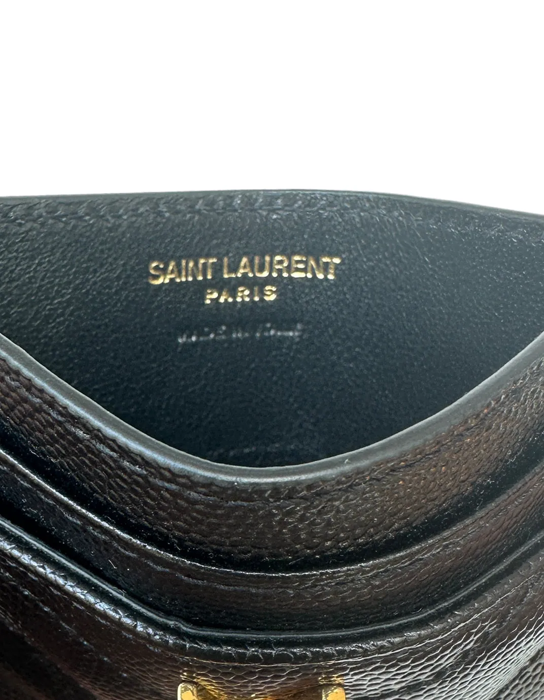 Saint Laurent Black Cassandre Matelasse Monogram Logo Card Case