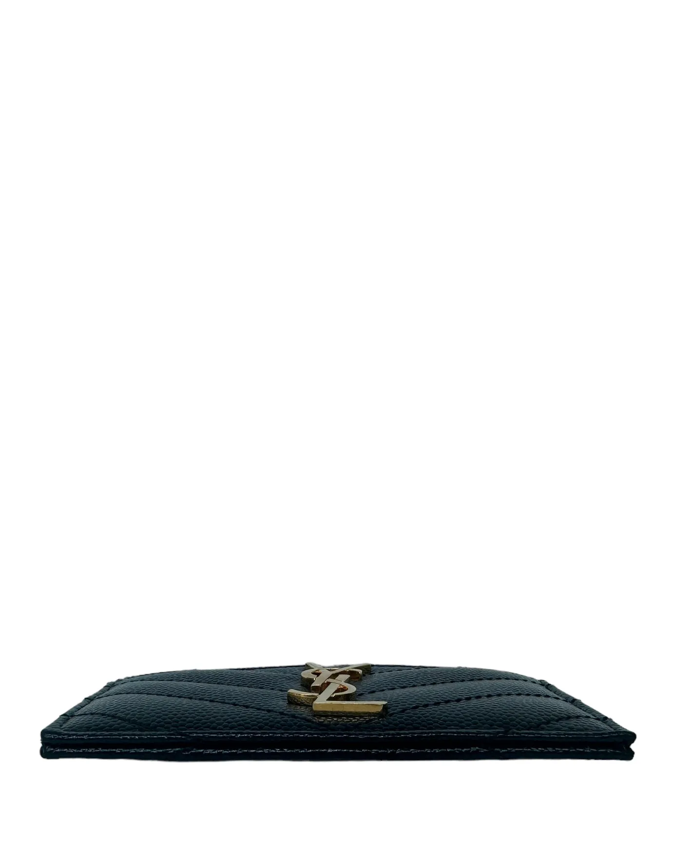 Saint Laurent Black Cassandre Matelasse Monogram Logo Card Case