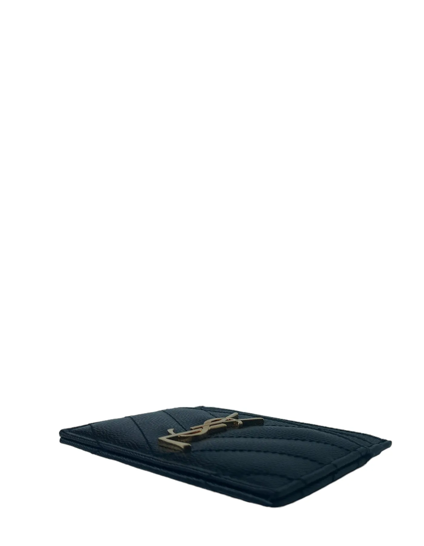Saint Laurent Black Cassandre Matelasse Monogram Logo Card Case