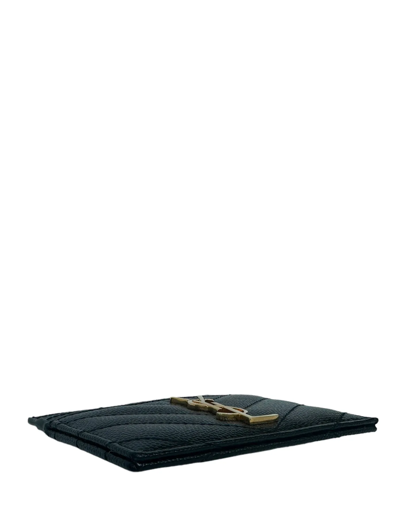 Saint Laurent Black Cassandre Matelasse Monogram Logo Card Case
