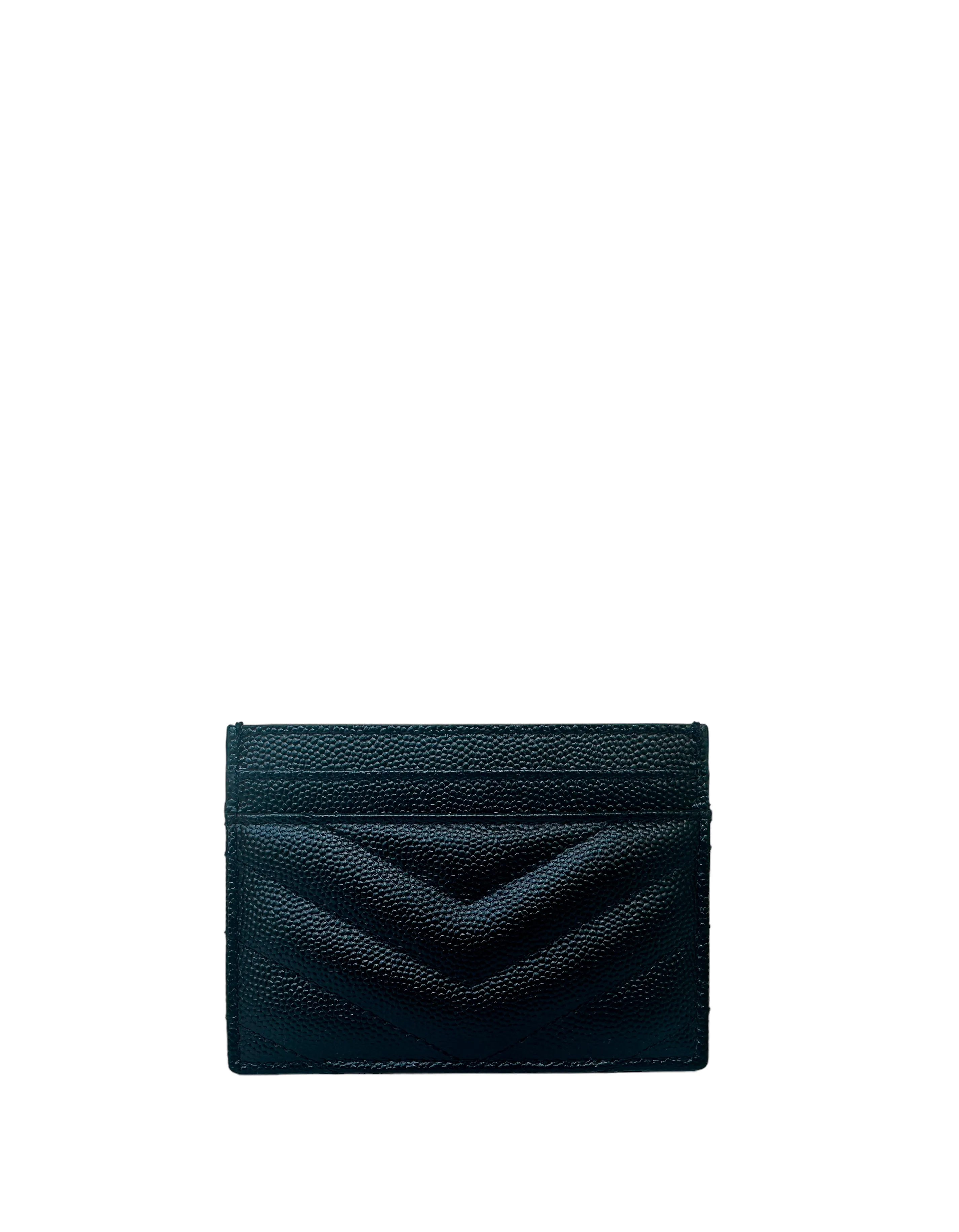 Saint Laurent Black Cassandre Matelasse Monogram Logo Card Case