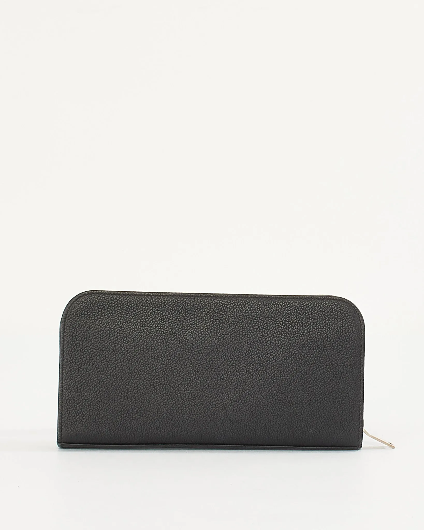 Saint Laurent Black Grain de Poudre Embossed Leather Zaip Around Wallet