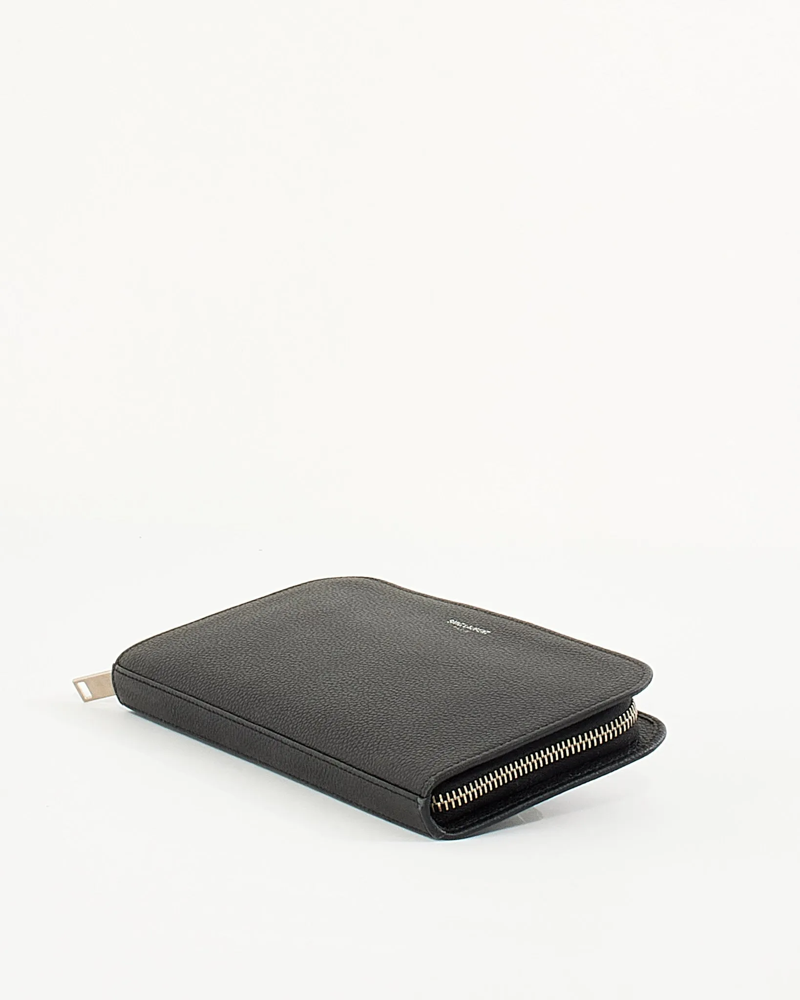 Saint Laurent Black Grain de Poudre Embossed Leather Zaip Around Wallet
