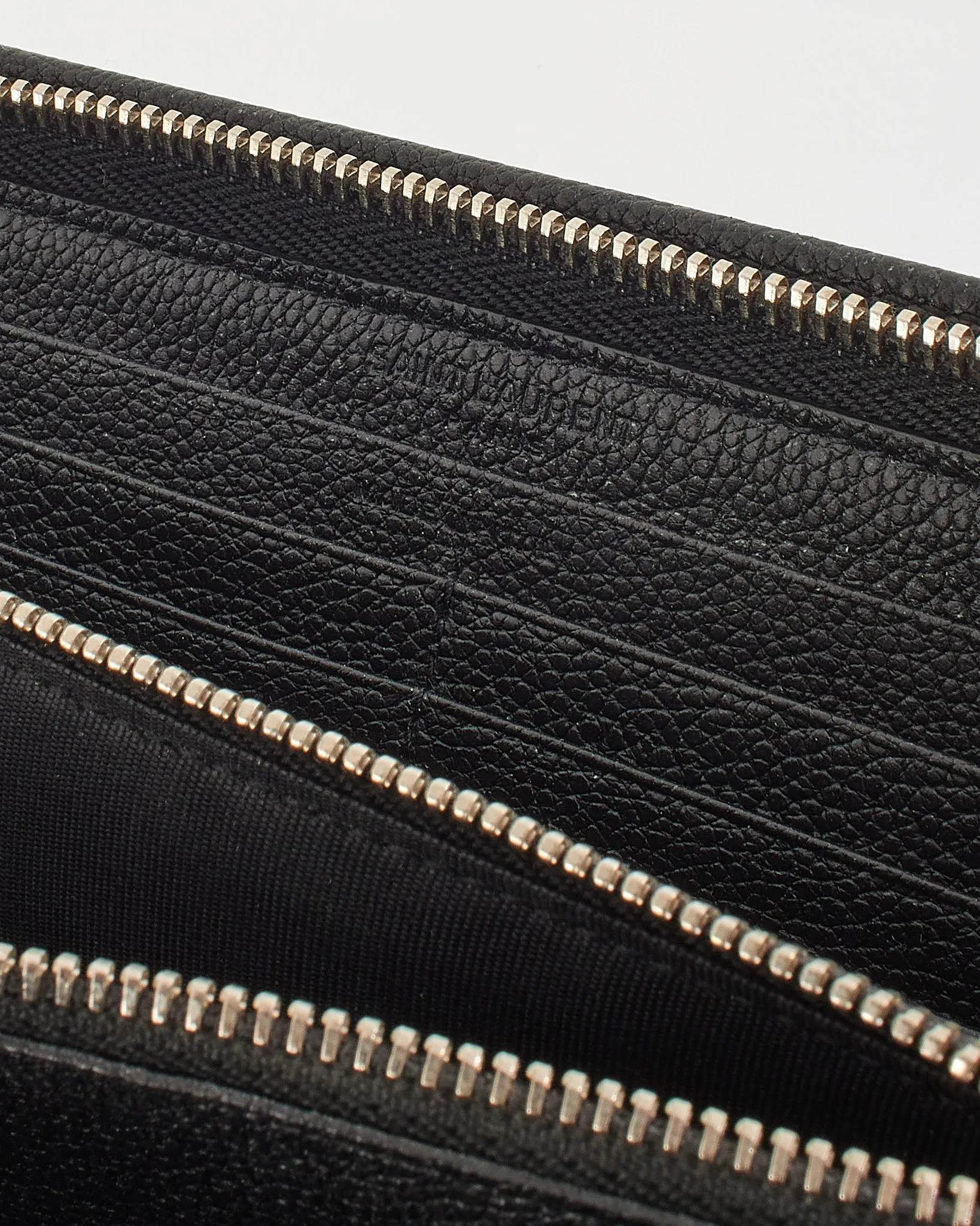 Saint Laurent Black Grain de Poudre Embossed Leather Zaip Around Wallet