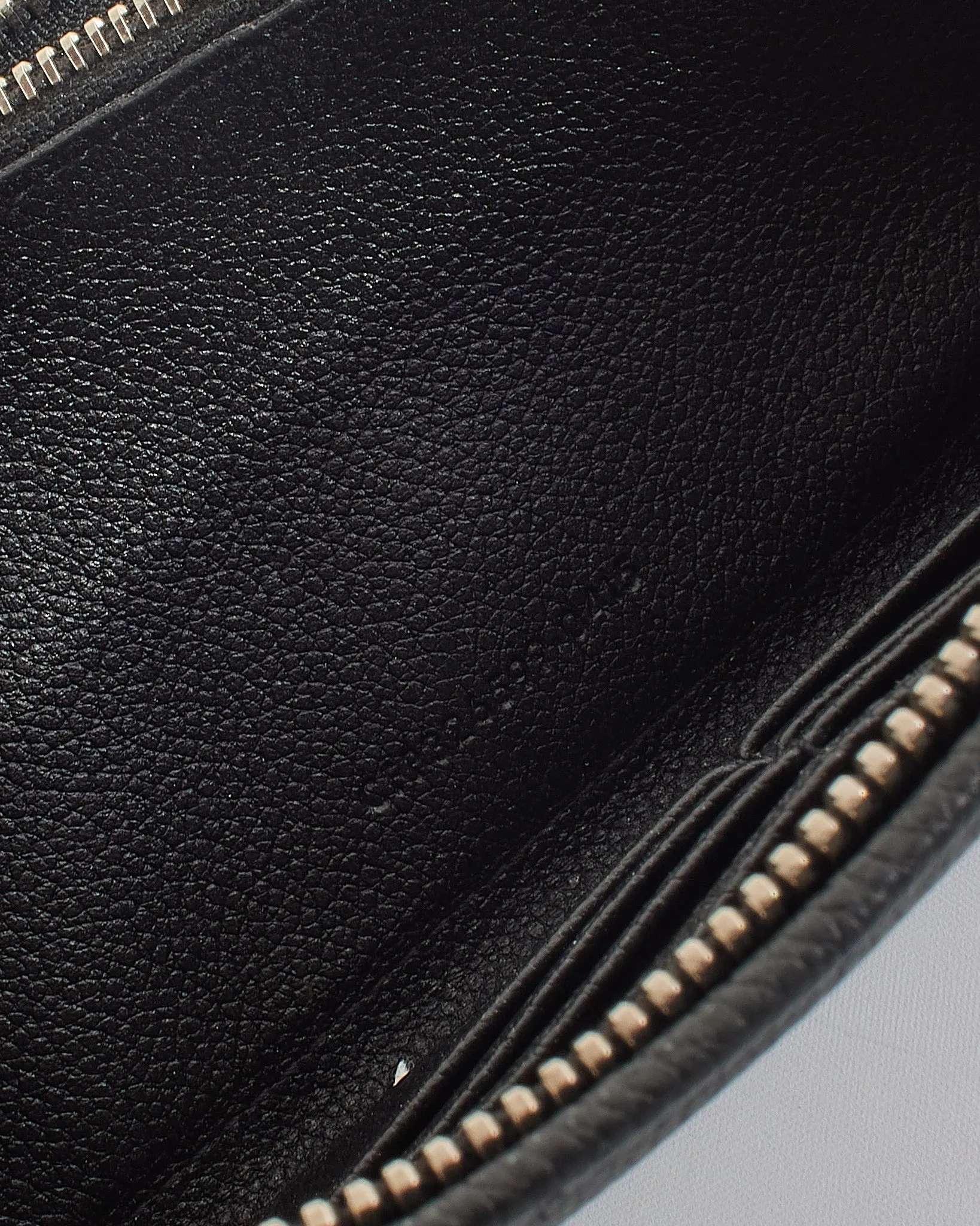 Saint Laurent Black Grain de Poudre Embossed Leather Zaip Around Wallet