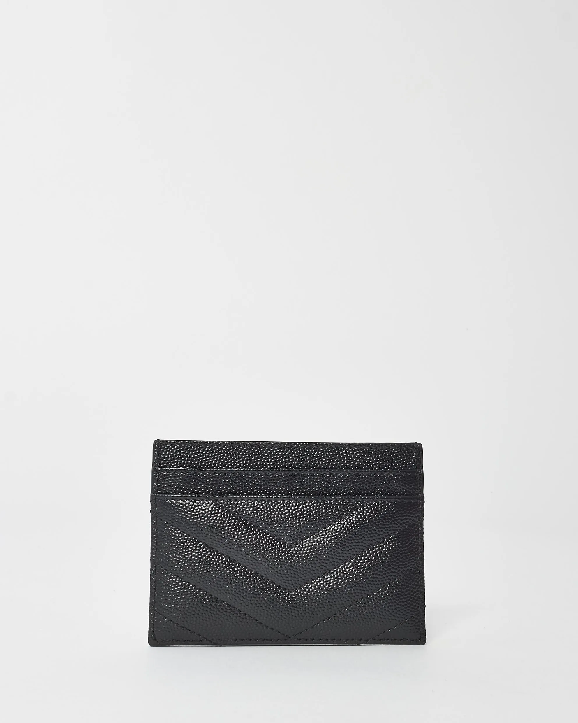 Saint Laurent Black Grain De Poudre Leather Cassandre Matelassé Card Holder