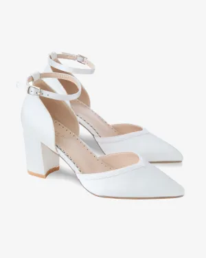 Satin Block Heels Wedding Shoes