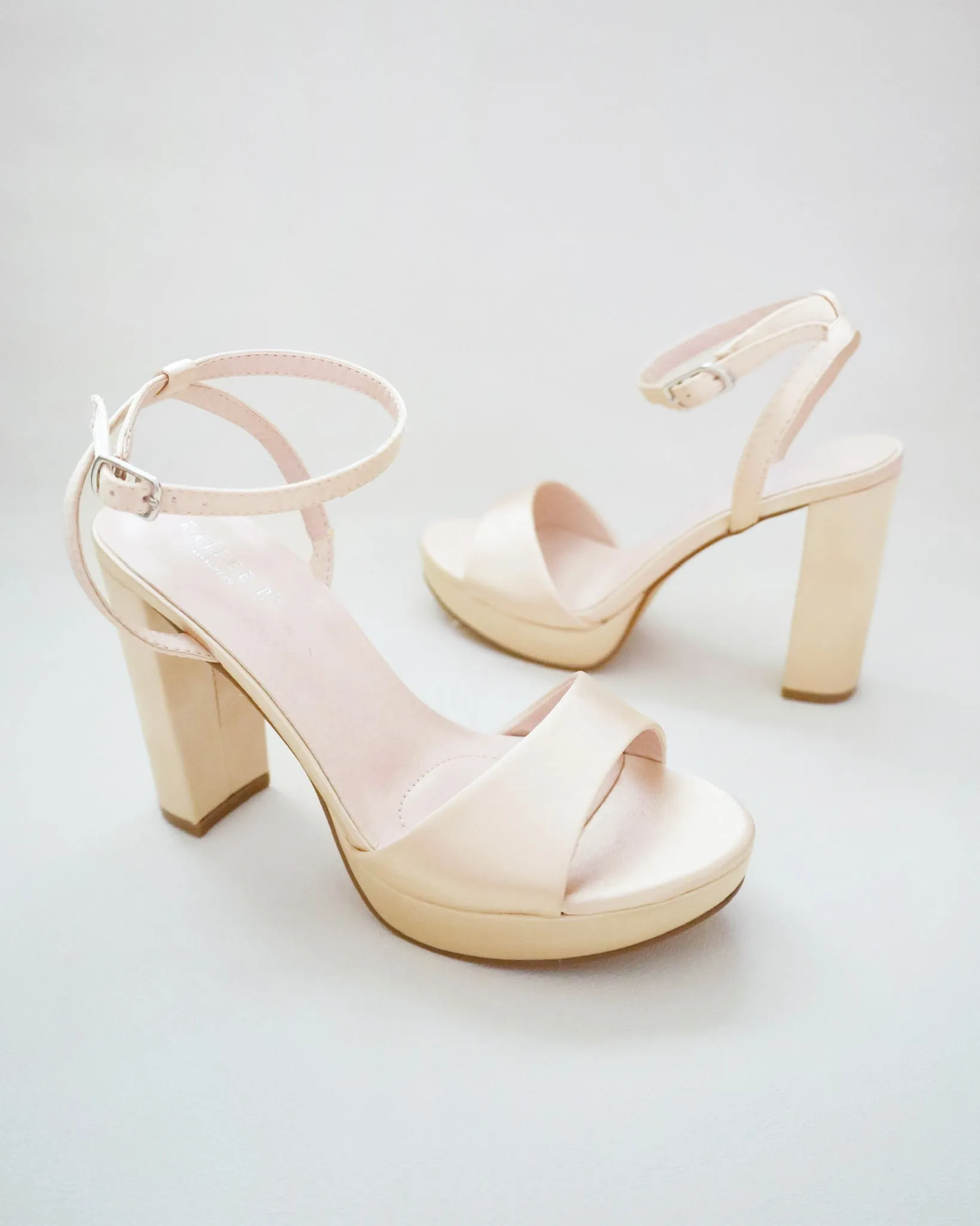 Satin Platform Block Heel Evening Sandals