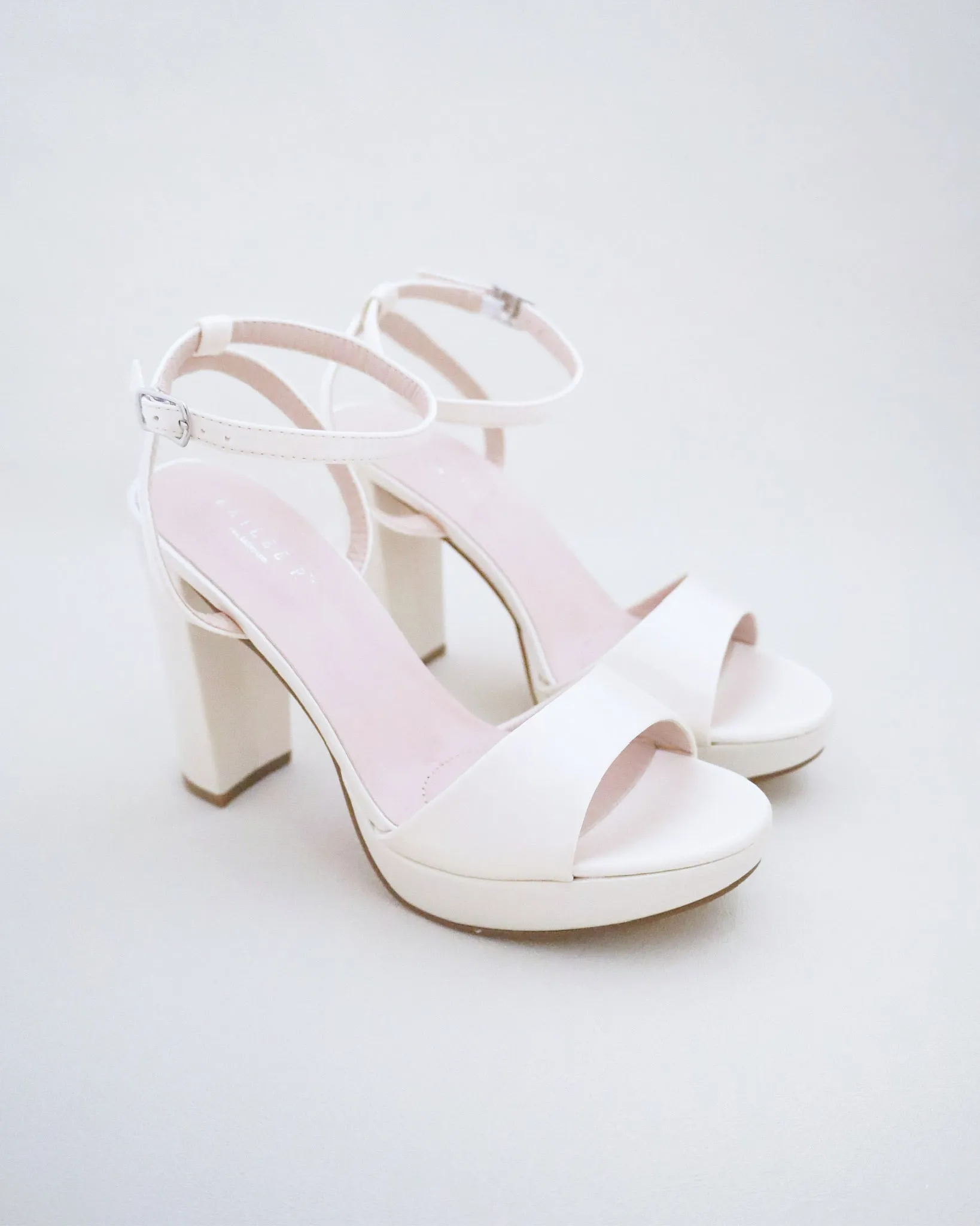 Satin Platform Block Heel Wedding Sandals