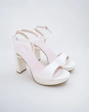 Satin Platform Block Heel Wedding Sandals