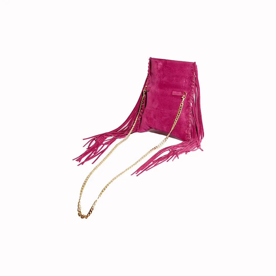 Sharae Handbag in Wine Red Suede Leather