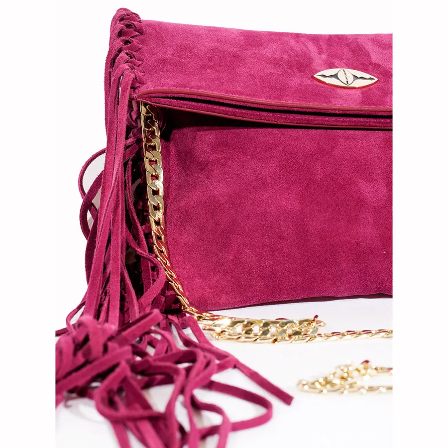 Sharae Handbag in Wine Red Suede Leather