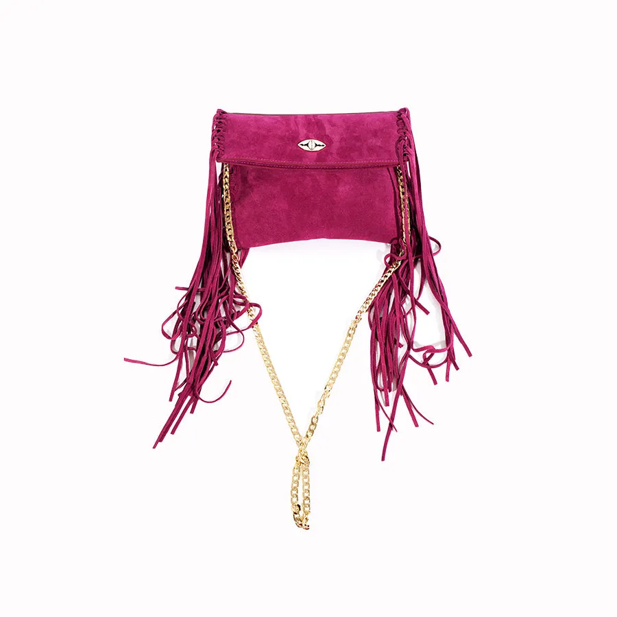 Sharae Handbag in Wine Red Suede Leather