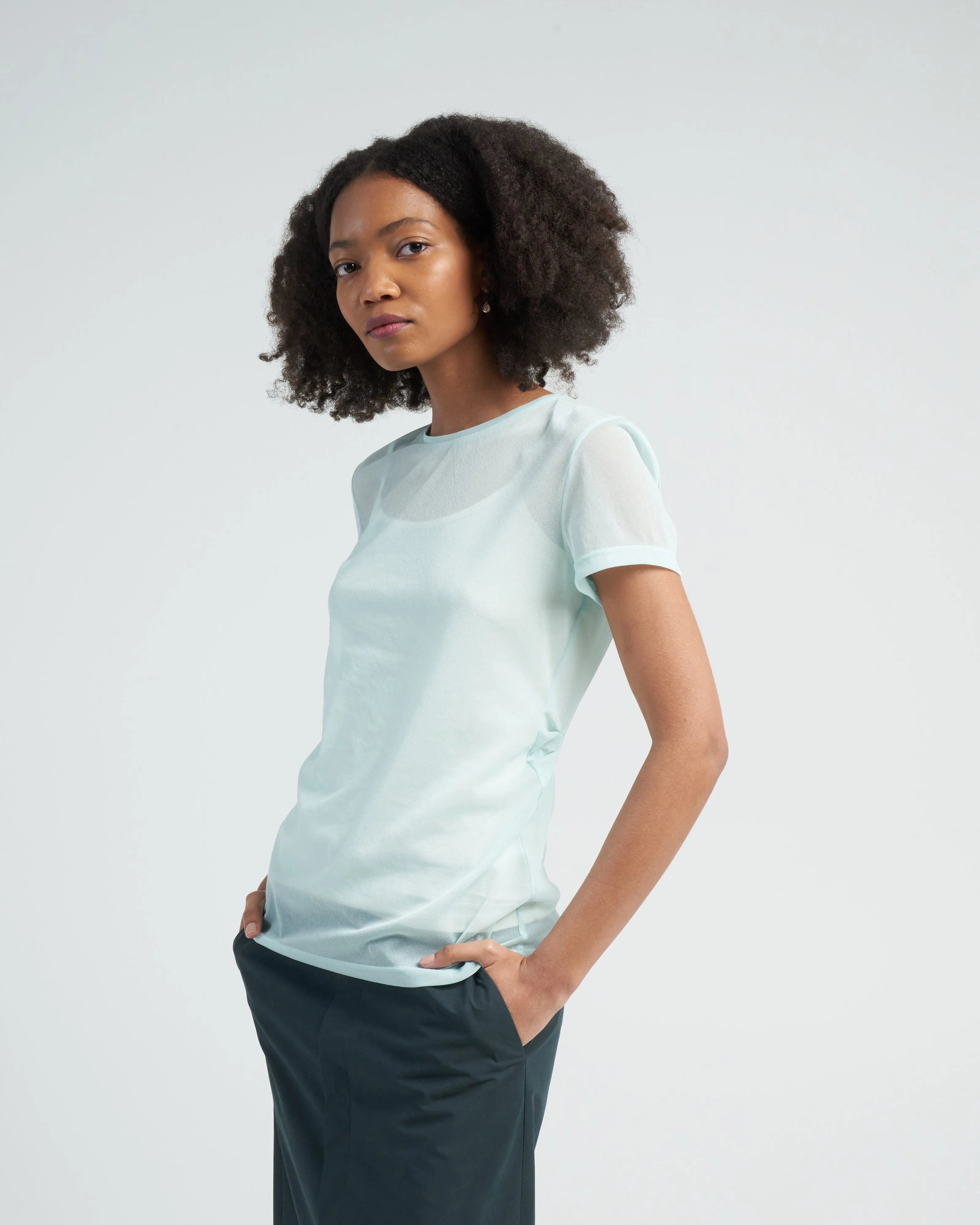 sheer gauze baby tee - mint