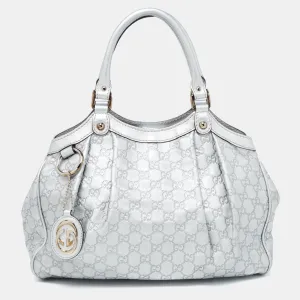 Silver Guccissima Leather Medium Sukey Tote