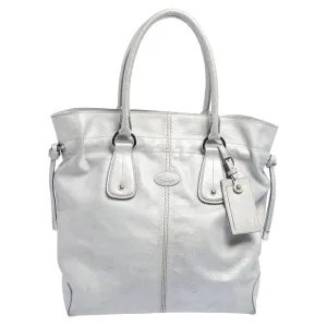 Silver Leather Restyling D Bag Media Tote