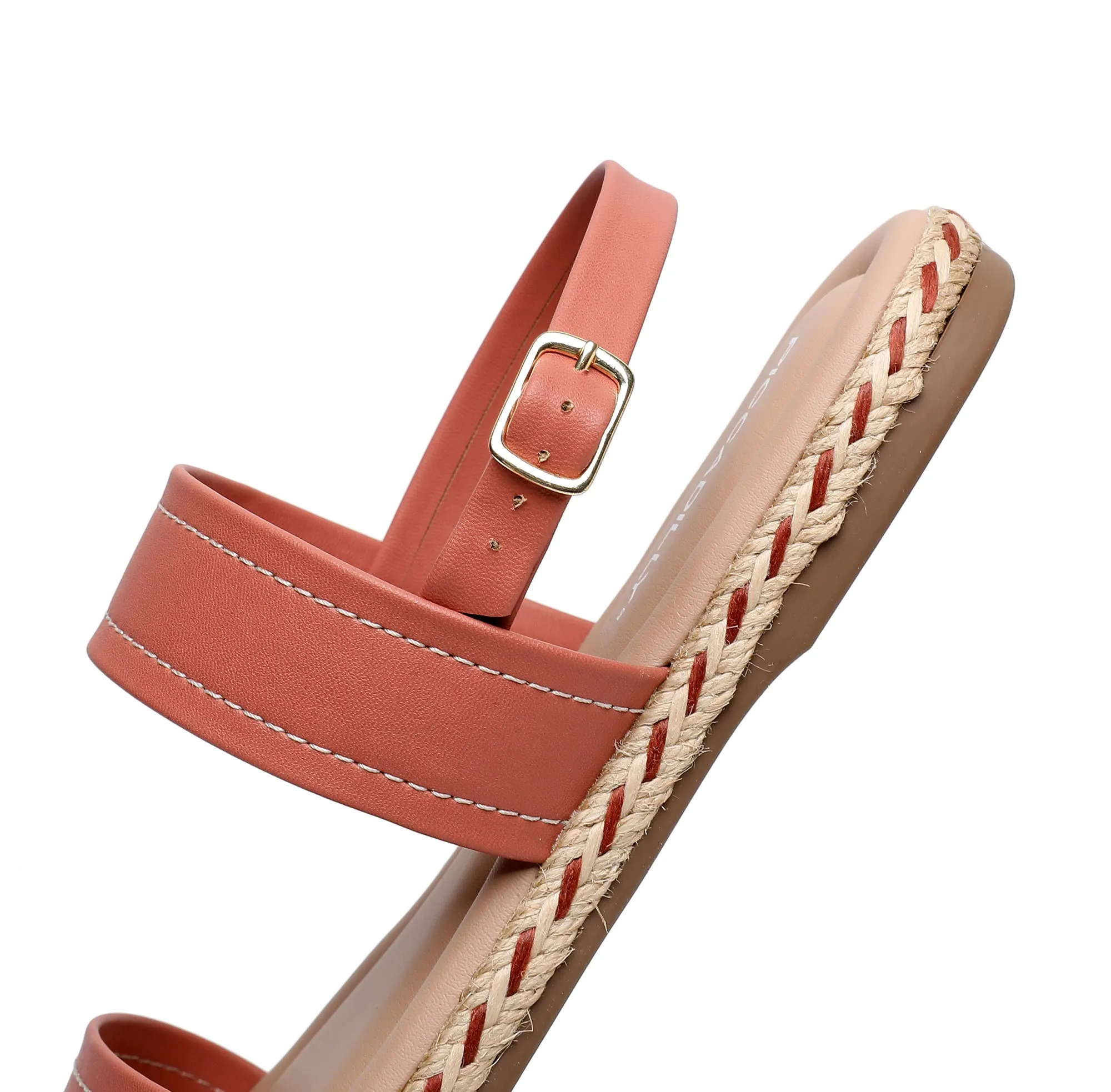 Slip-On Flats with Braided Strap - Coral (404.045)