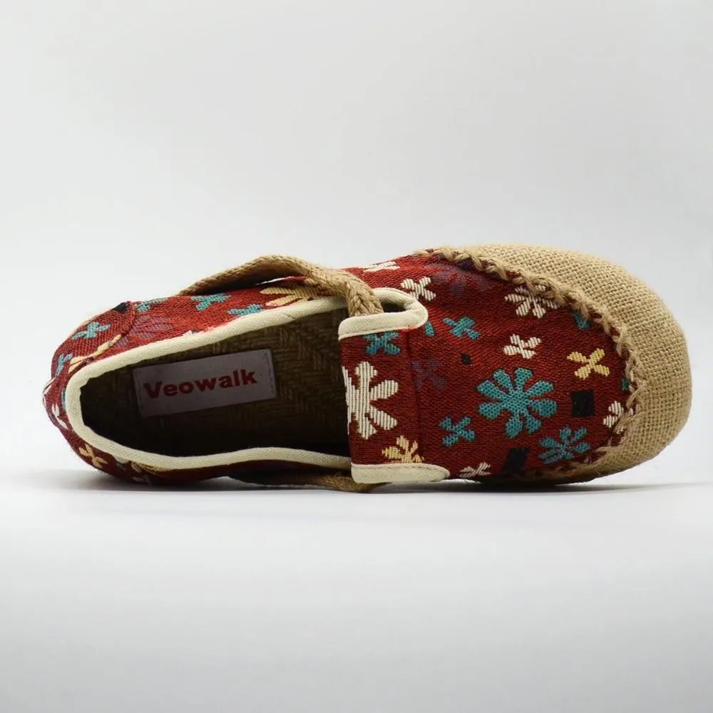 Slowflake Embroidered Women Linen Cotton Espadrilles Loafers