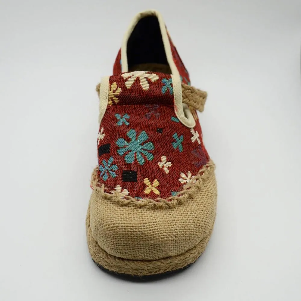 Slowflake Embroidered Women Linen Cotton Espadrilles Loafers