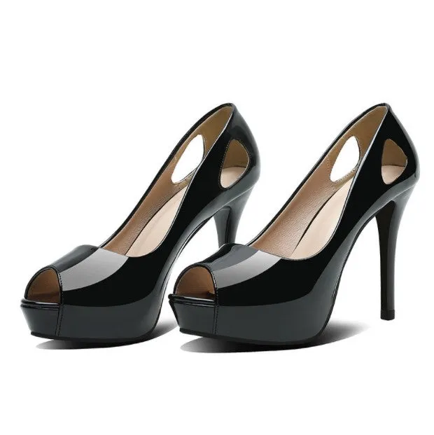 Small Size Peep Toe Patent Pump Shoes GS36