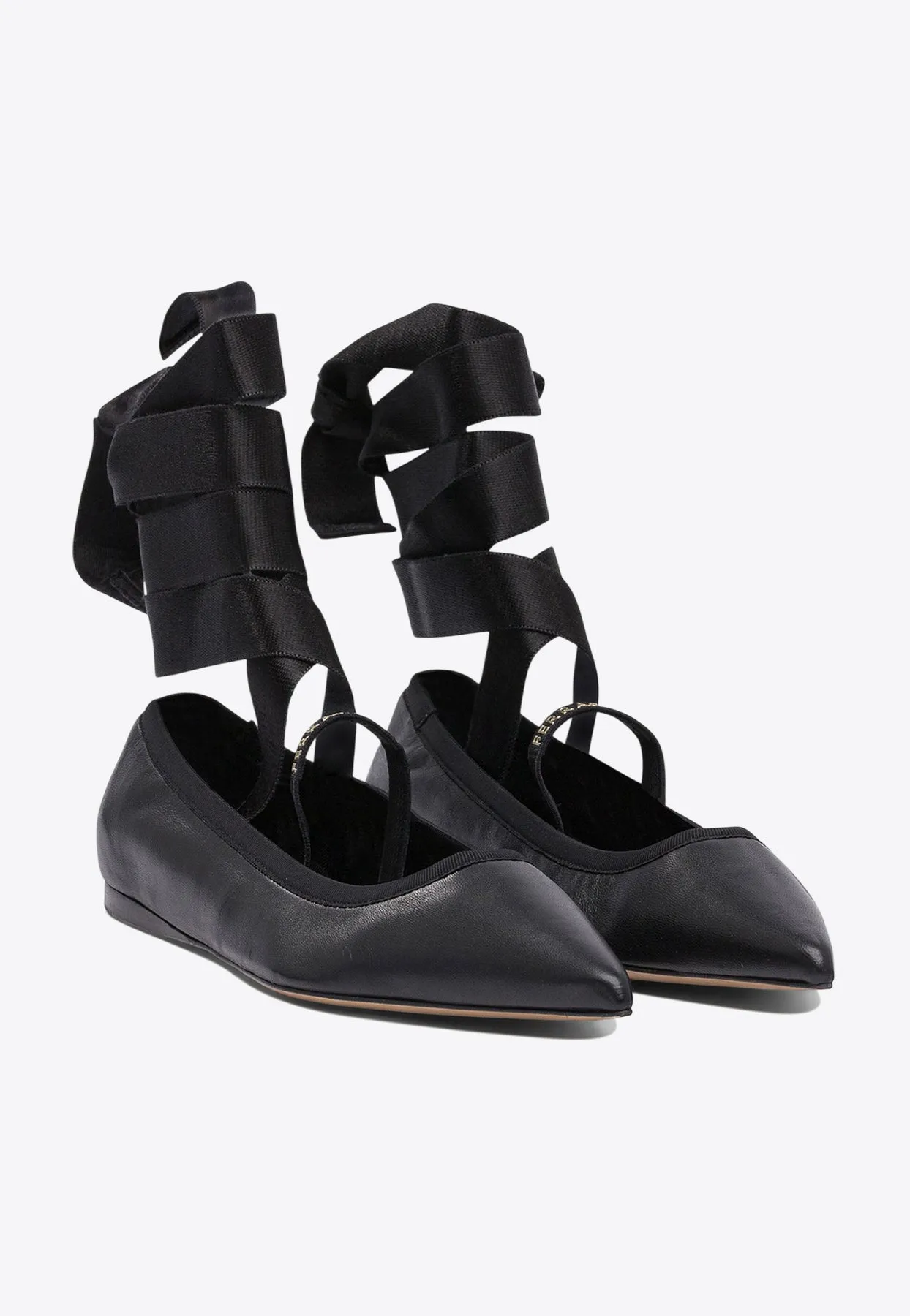 Sofia Wraparound Leather Ballet Flats
