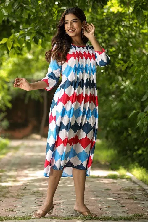 SootiSyahi 'Valley Of Flower' Block Printed Cotton Dress