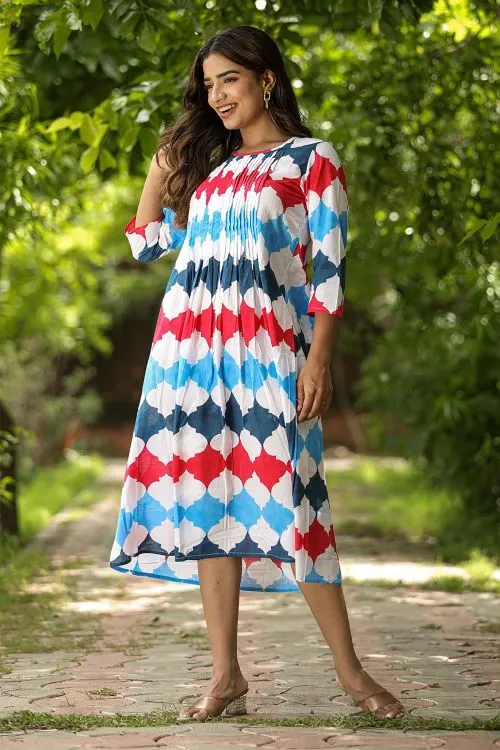 SootiSyahi 'Valley Of Flower' Block Printed Cotton Dress