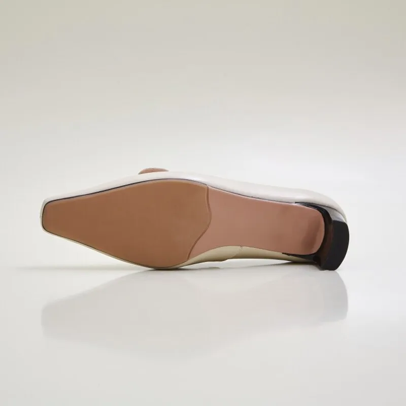 Square heel Genuine Leather Square Toe Shoes