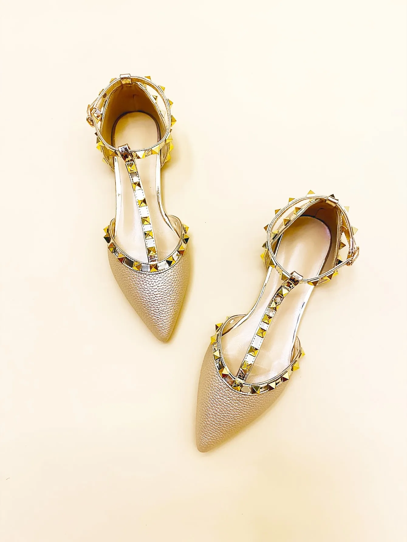 Studded Decor Point Toe Flats