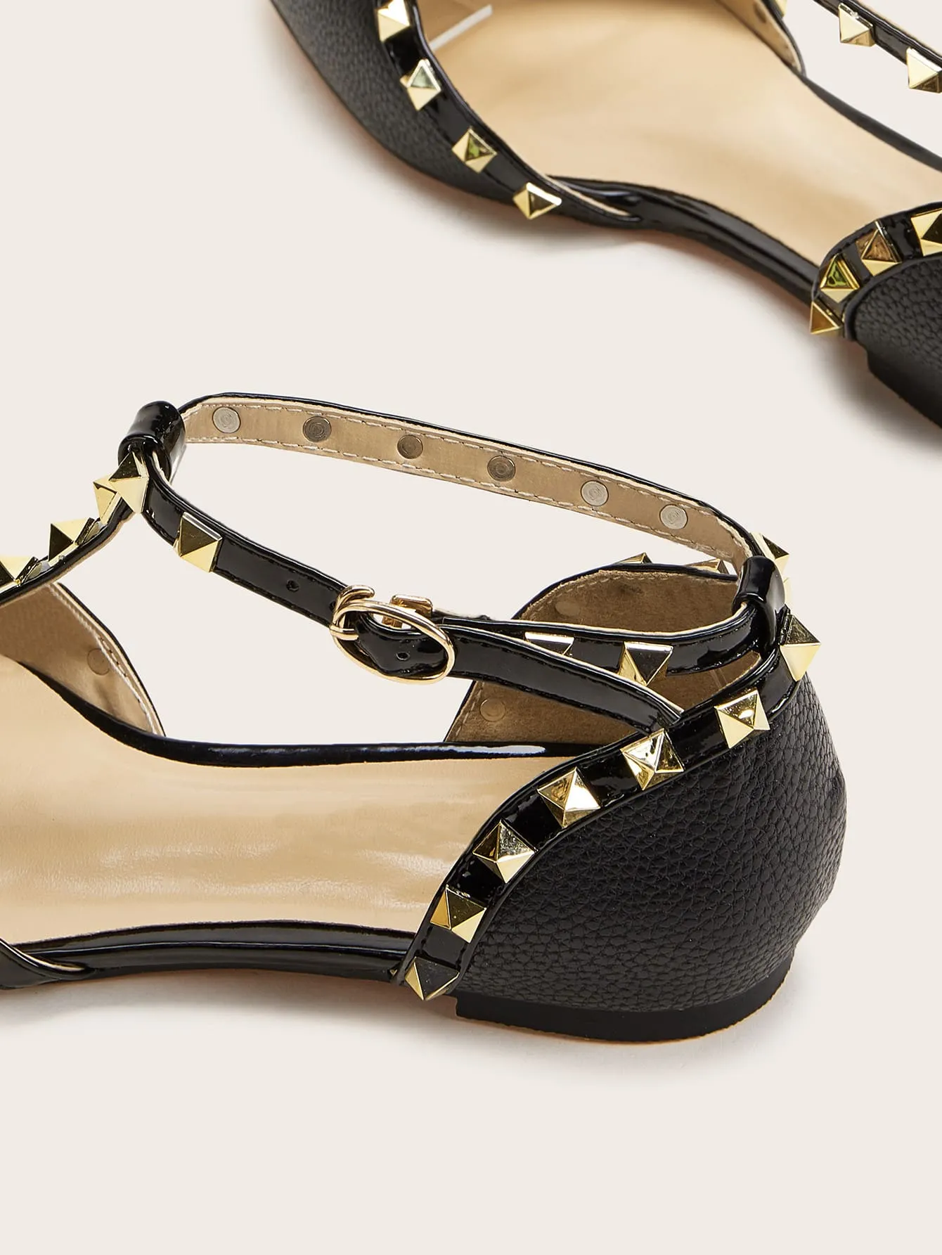 Studded Decor Point Toe Flats