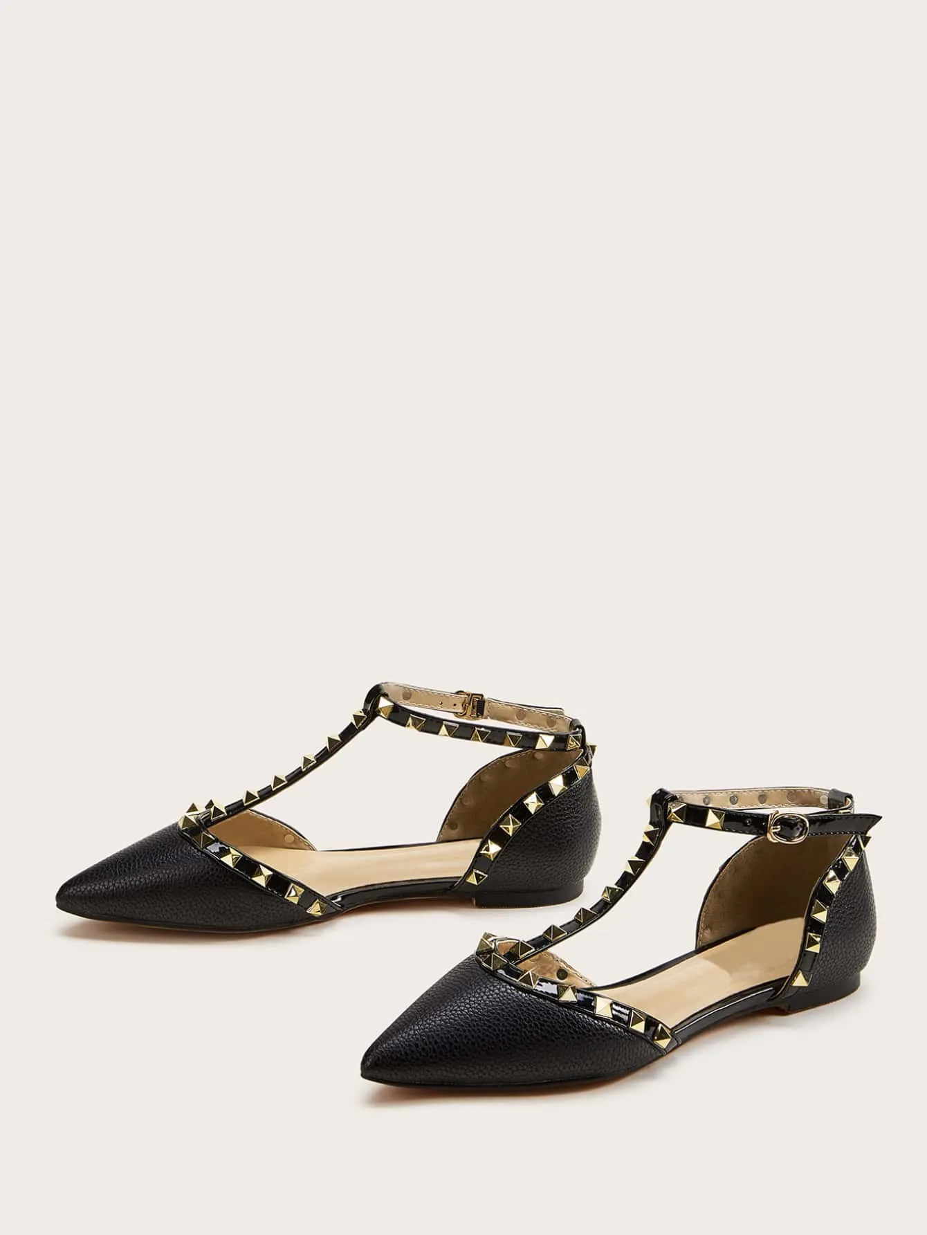 Studded Decor Point Toe Flats