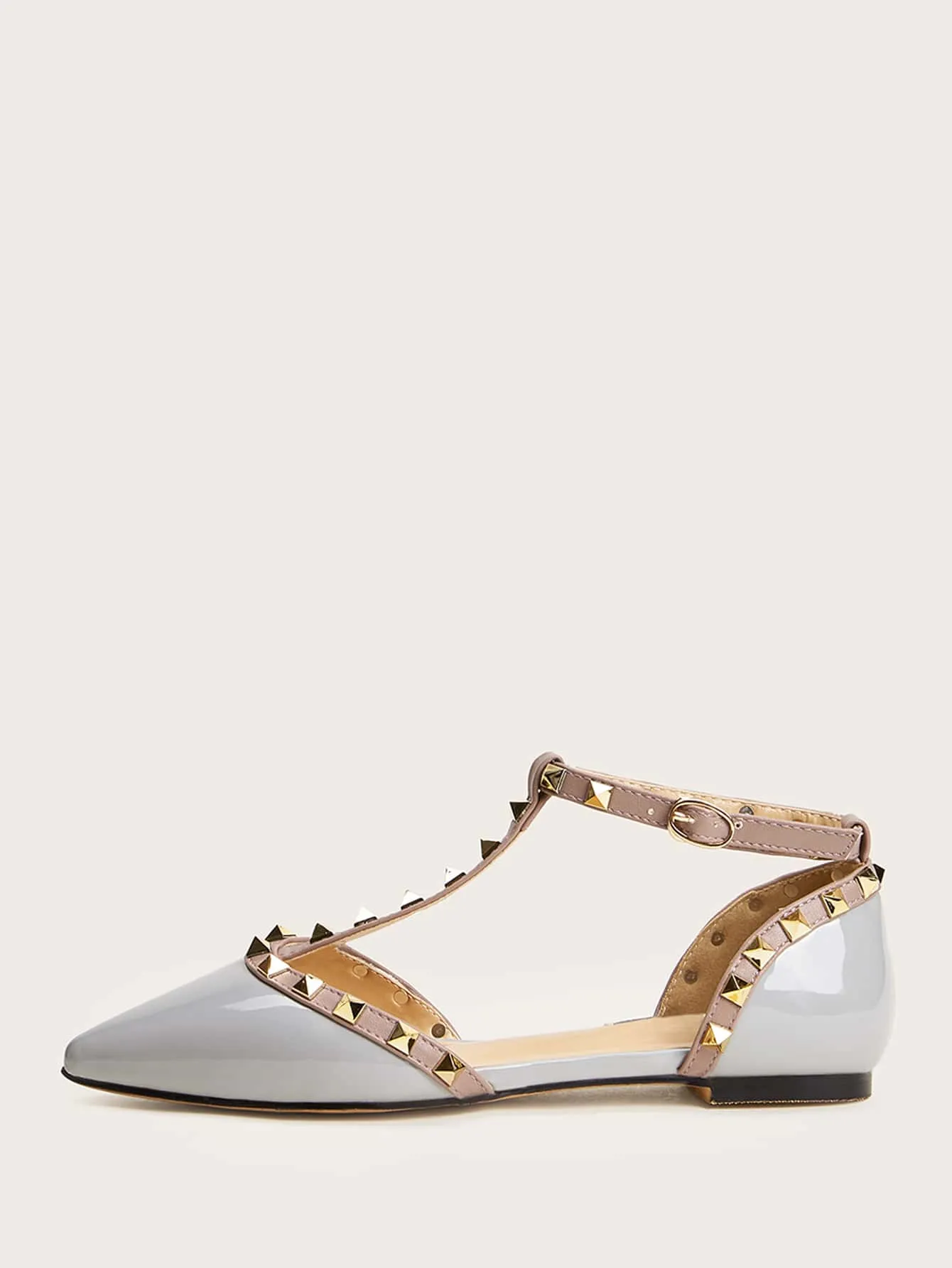 Studded Decor Point Toe Flats