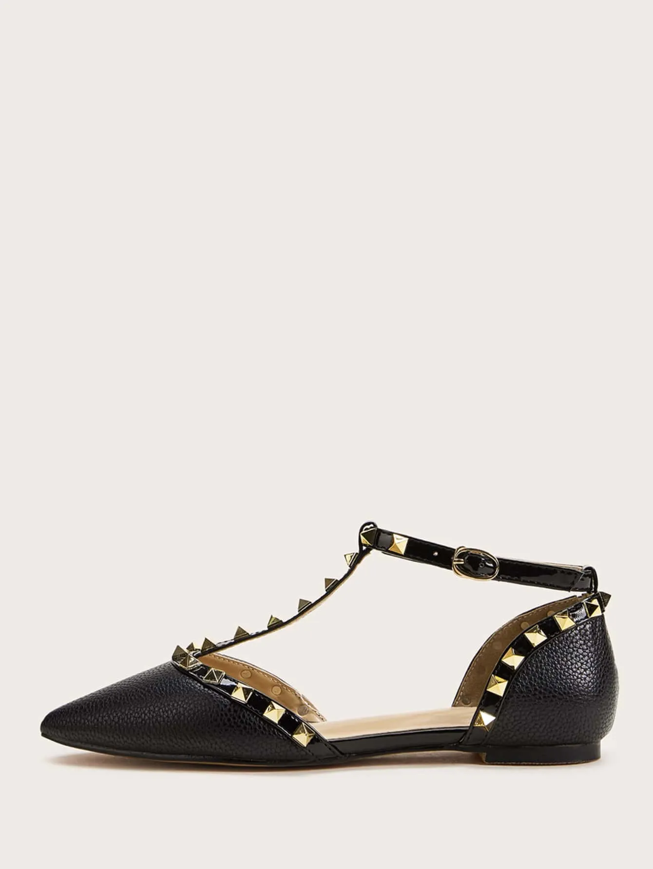 Studded Decor Point Toe Flats