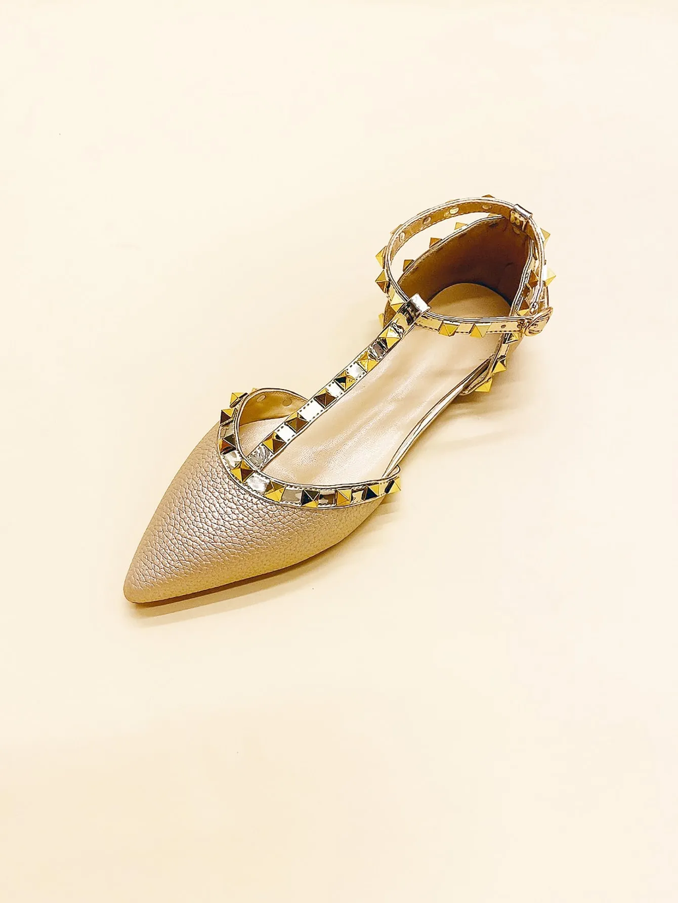 Studded Decor Point Toe Flats