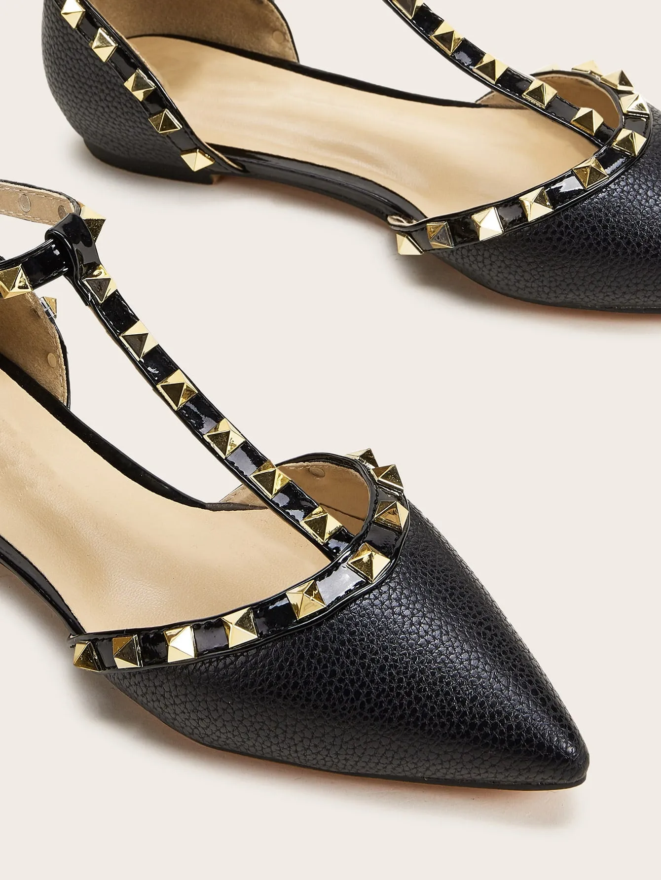 Studded Decor Point Toe Flats