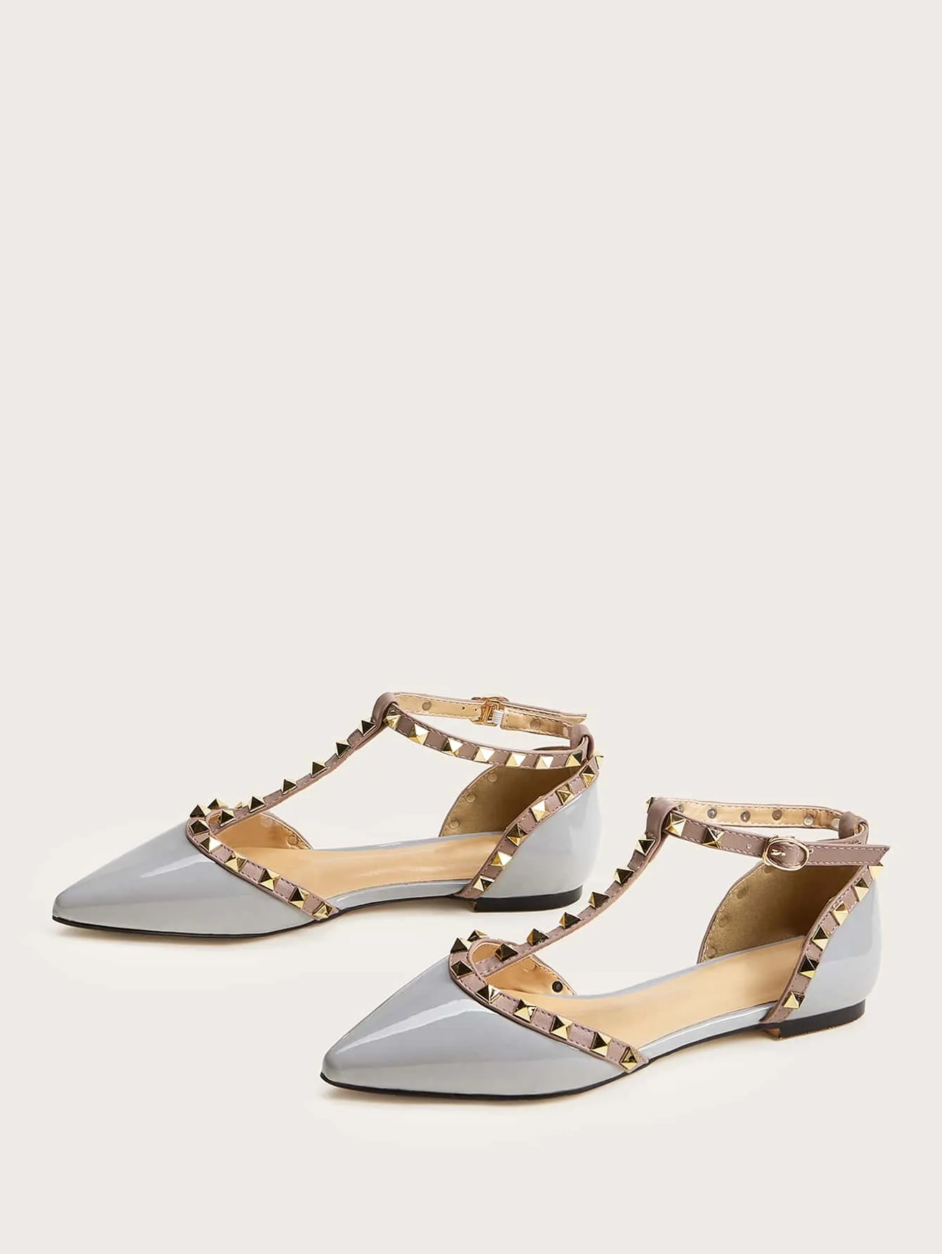 Studded Decor Point Toe Flats