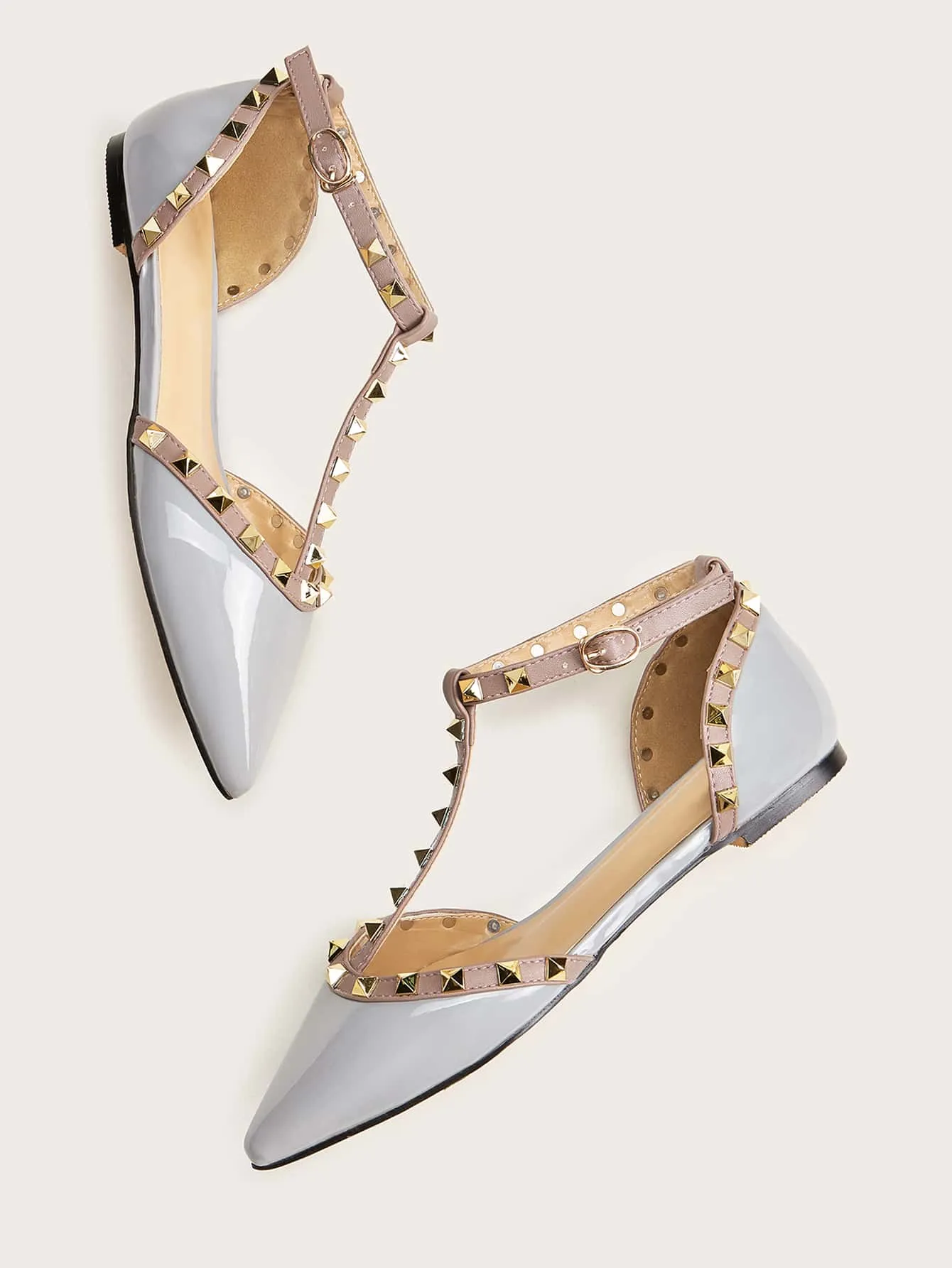 Studded Decor Point Toe Flats
