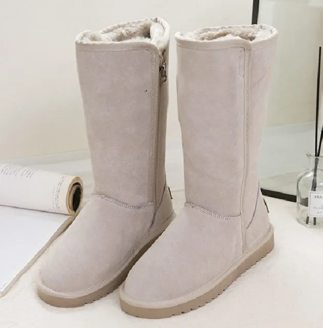 Suede Leather Women Warm Snow Boots