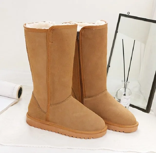Suede Leather Women Warm Snow Boots