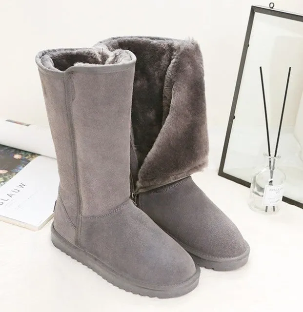 Suede Leather Women Warm Snow Boots