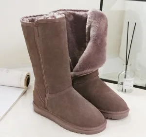 Suede Leather Women Warm Snow Boots