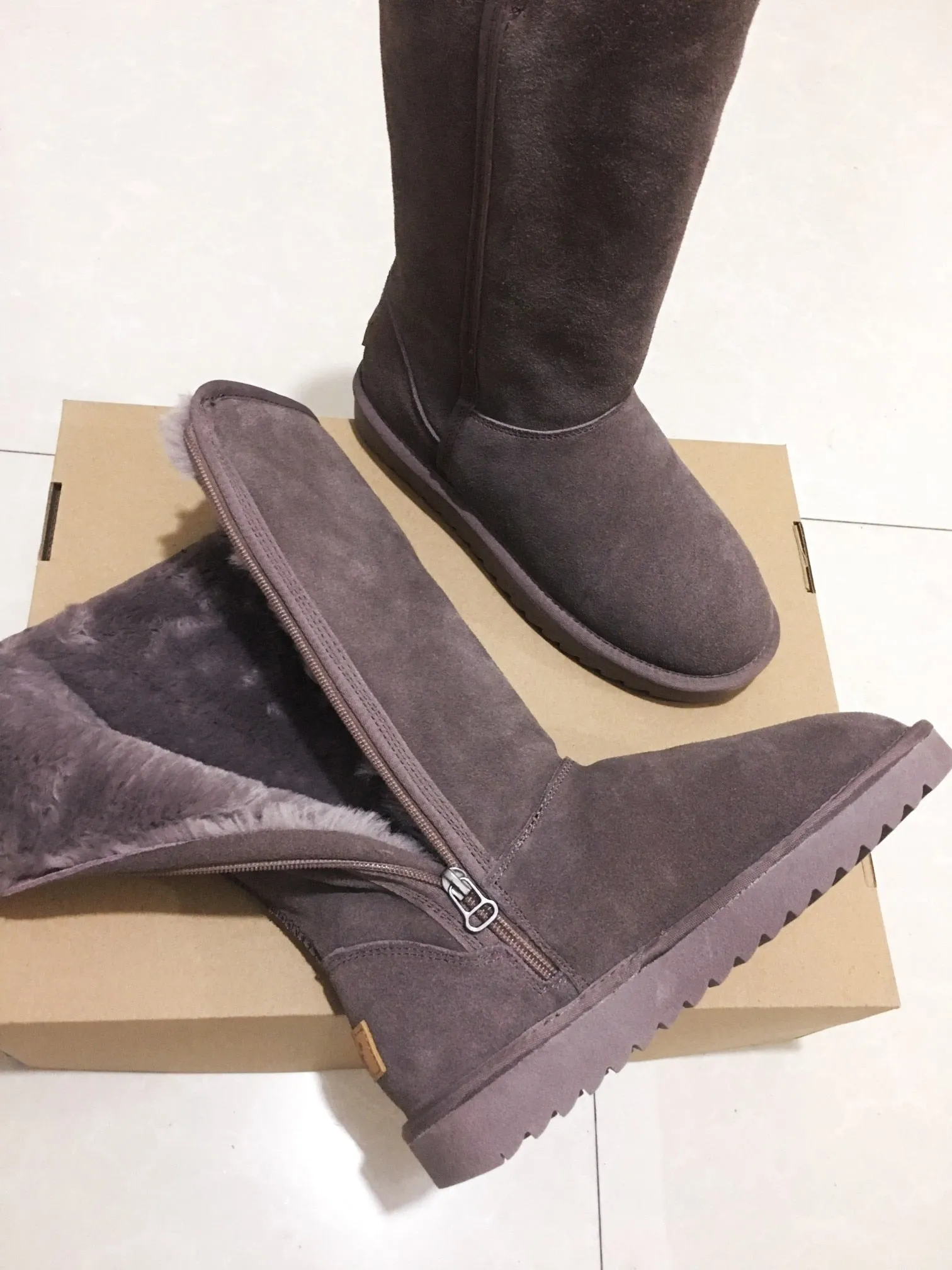 Suede Leather Women Warm Snow Boots