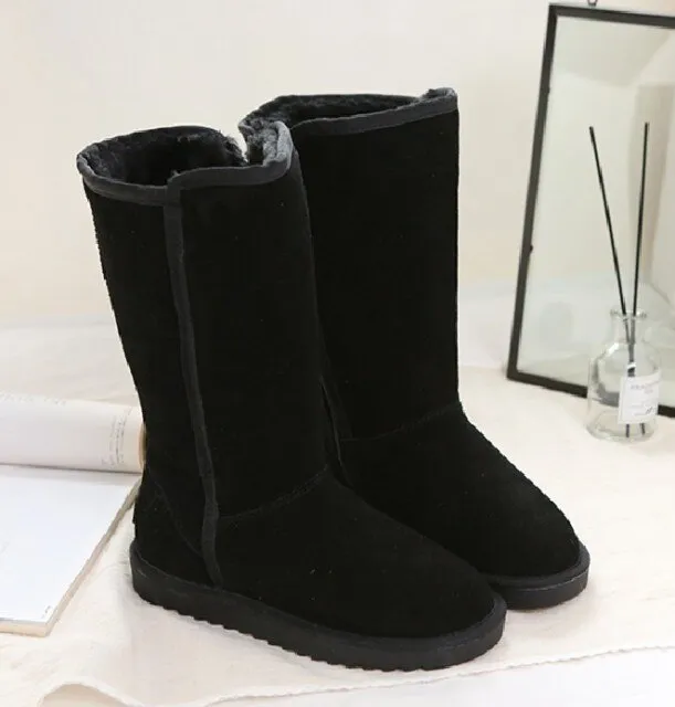 Suede Leather Women Warm Snow Boots