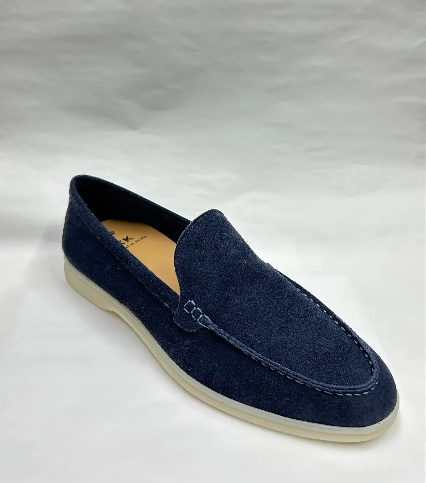SUOLA BIANCA CAMOSCIO NAVY