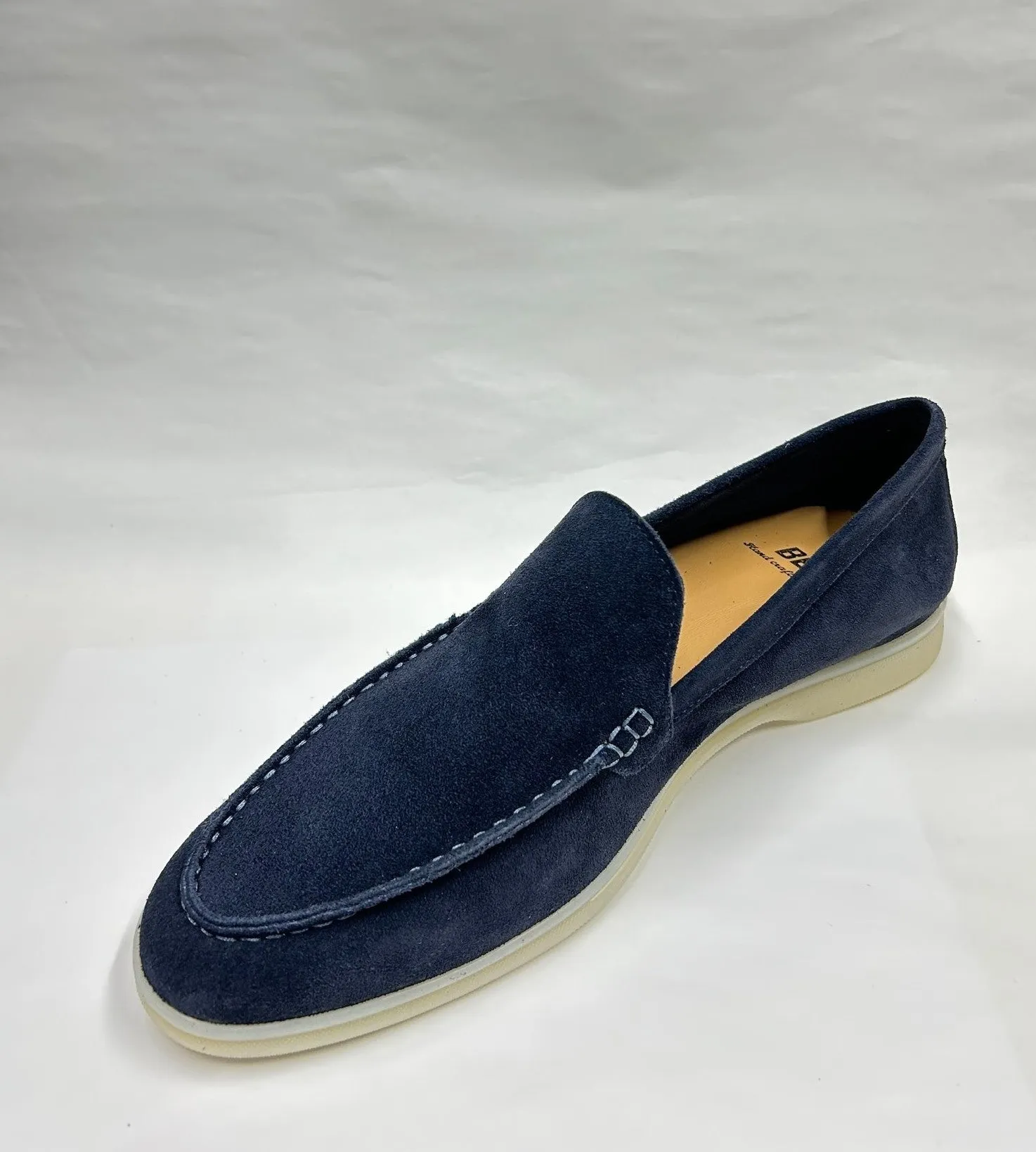 SUOLA BIANCA CAMOSCIO NAVY