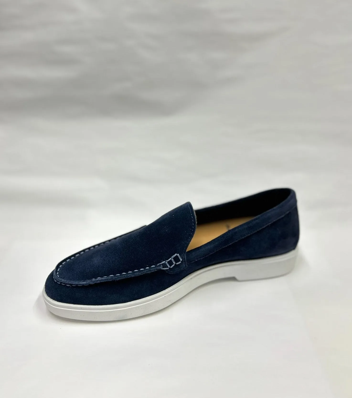 SUOLA BIANCA CAMOSCIO NAVY