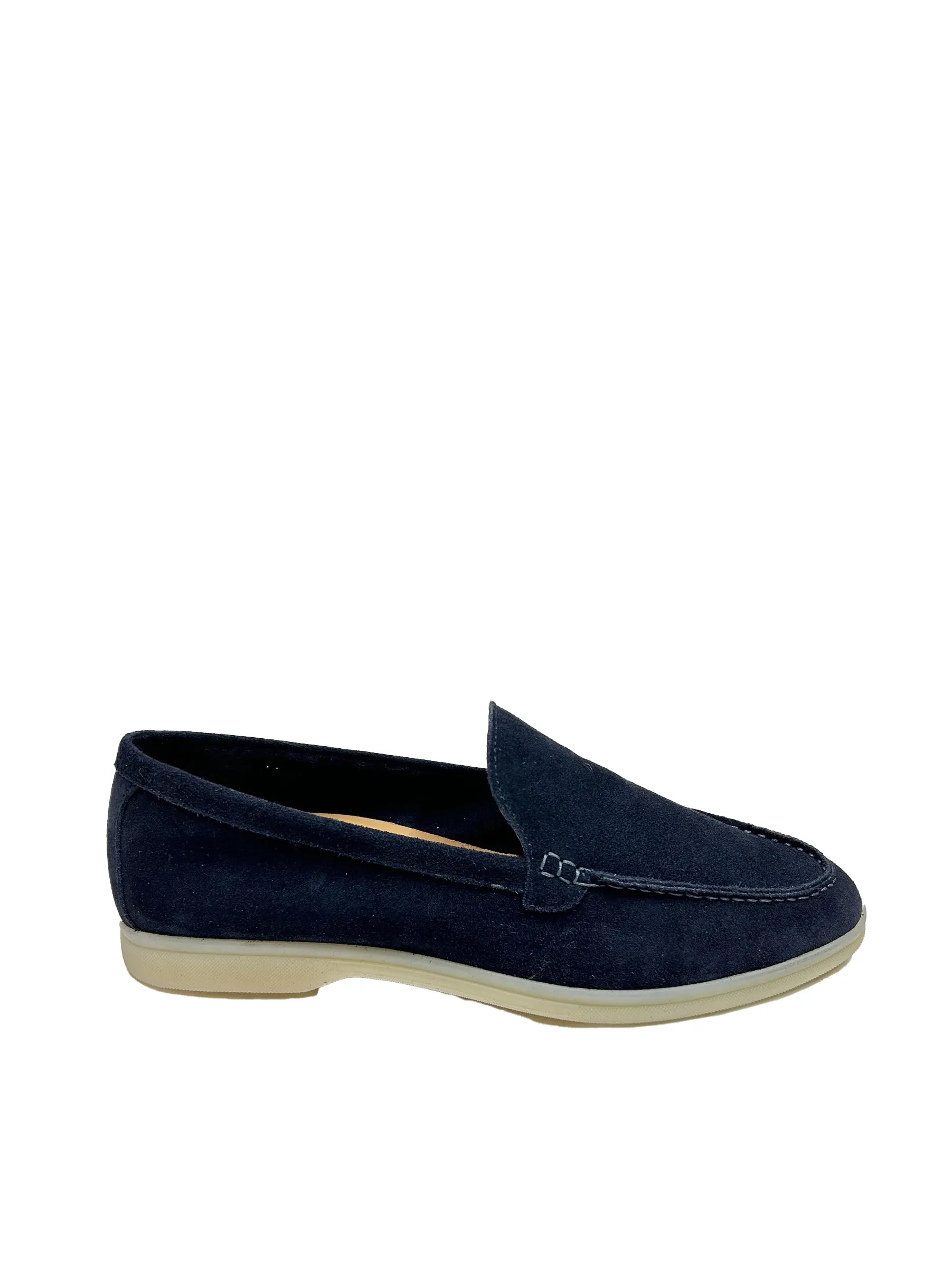SUOLA BIANCA CAMOSCIO NAVY