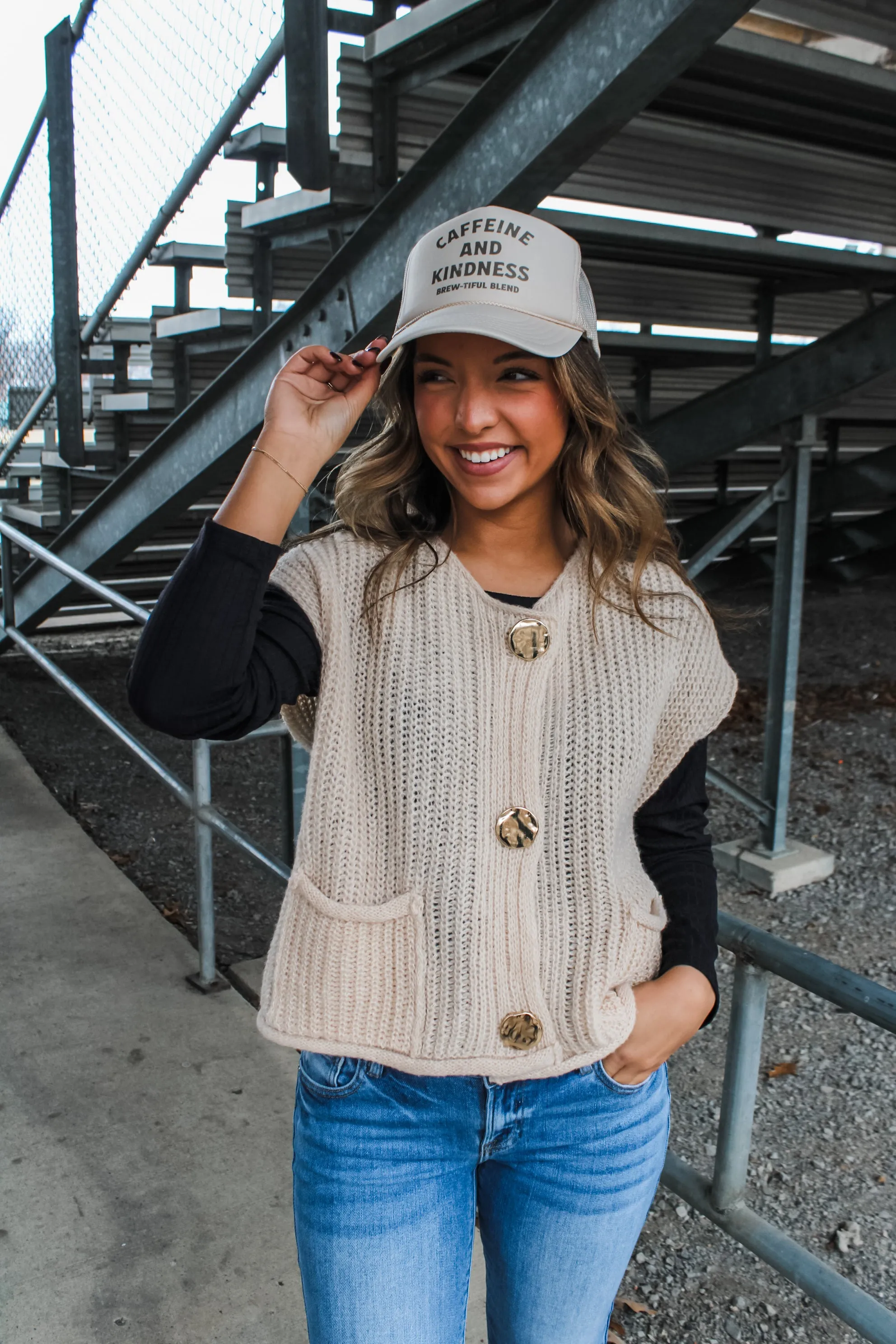 Swing Of Things Sweater Vest • Beige